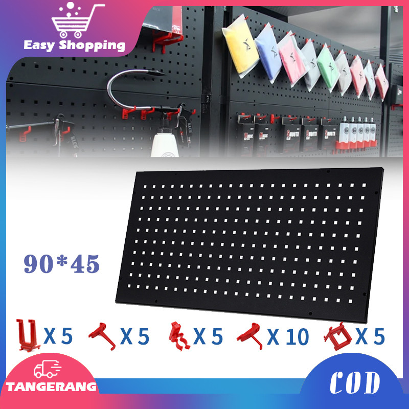 Rak Bengkel Perkakas Rak Kunci Kunci Bengkel Rak Pegboard Hitam Wall-Mounted Hardware Tool Hanging B