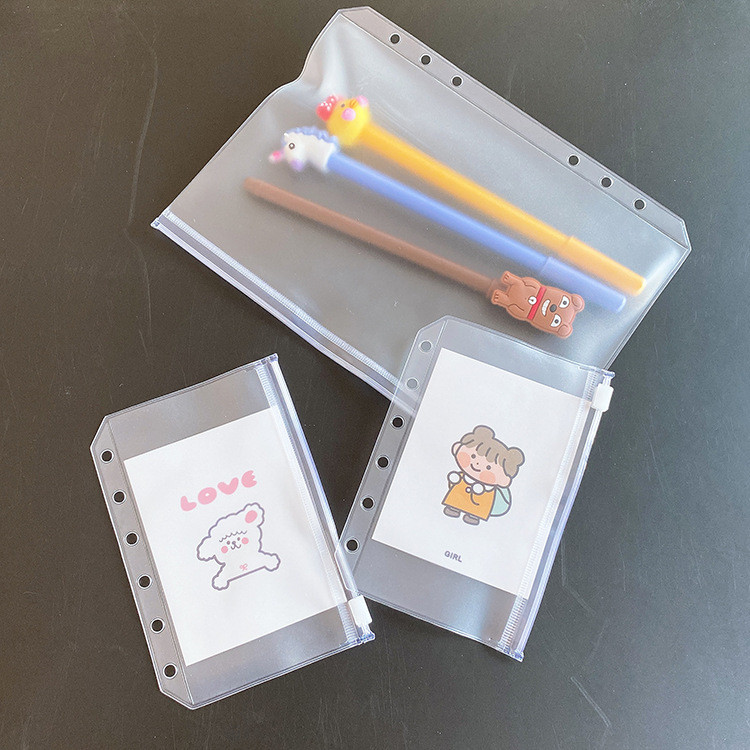 

5Pcs A5 A6 A7 Clear Pockets Zipper Folders Notebook Binder Waterproof PVC Pouch Document Bags
