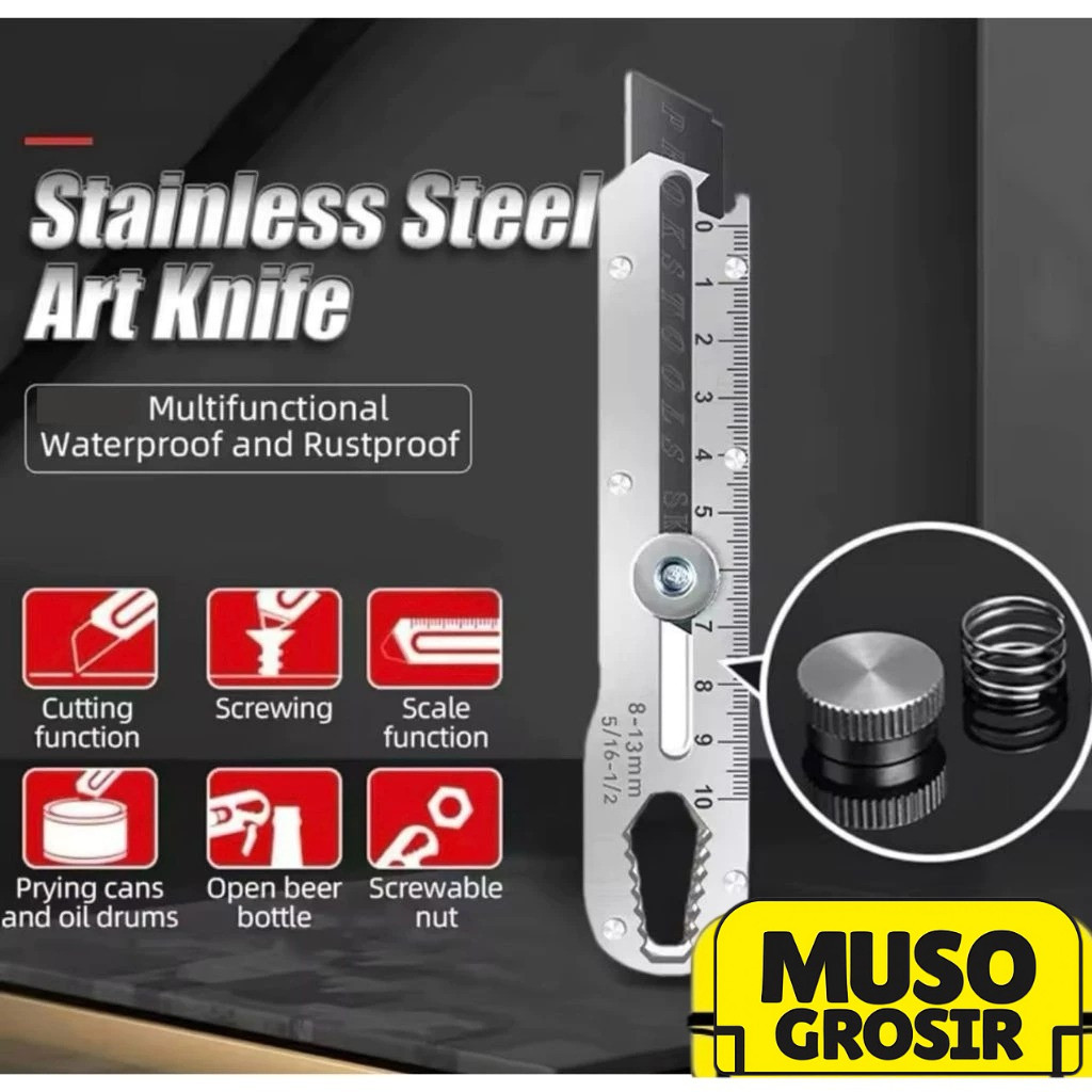 

MUSO | Cutter Pisau Tajam Besar Kater Baja Stainless Anti Karat Bahan Kuat Tebal Bagus Multifungsi