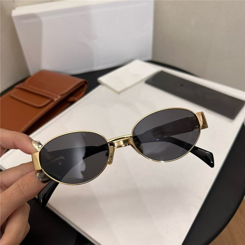 2025 new metal small face oval retro small frame brown sunglasses