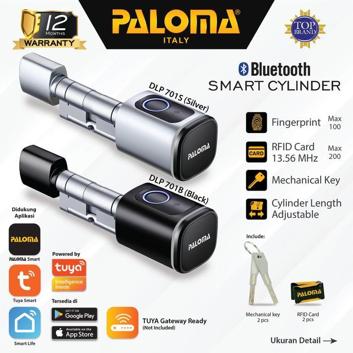 

SMART DIGITAL PALOMA DLP 701 BLACK / SILVER CILINDER KUNCI PINTU LOCK - BLACK