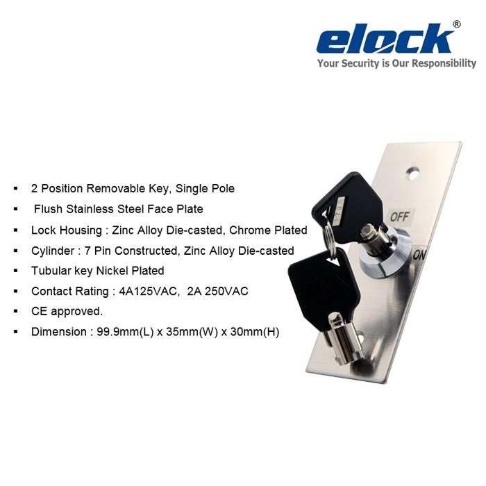 

ELOCK | Narrow Type Key Switch | Single Pole | For Access Control Door