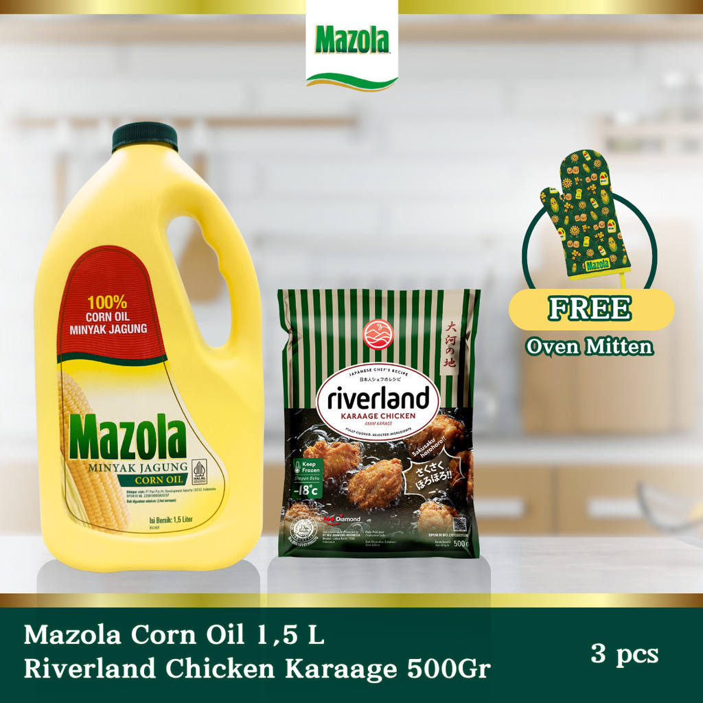

[Bundle Hemat] Corn Oil 1.5 Lt + Riverland Chicken Karaage 500 gr + Oven Mitten