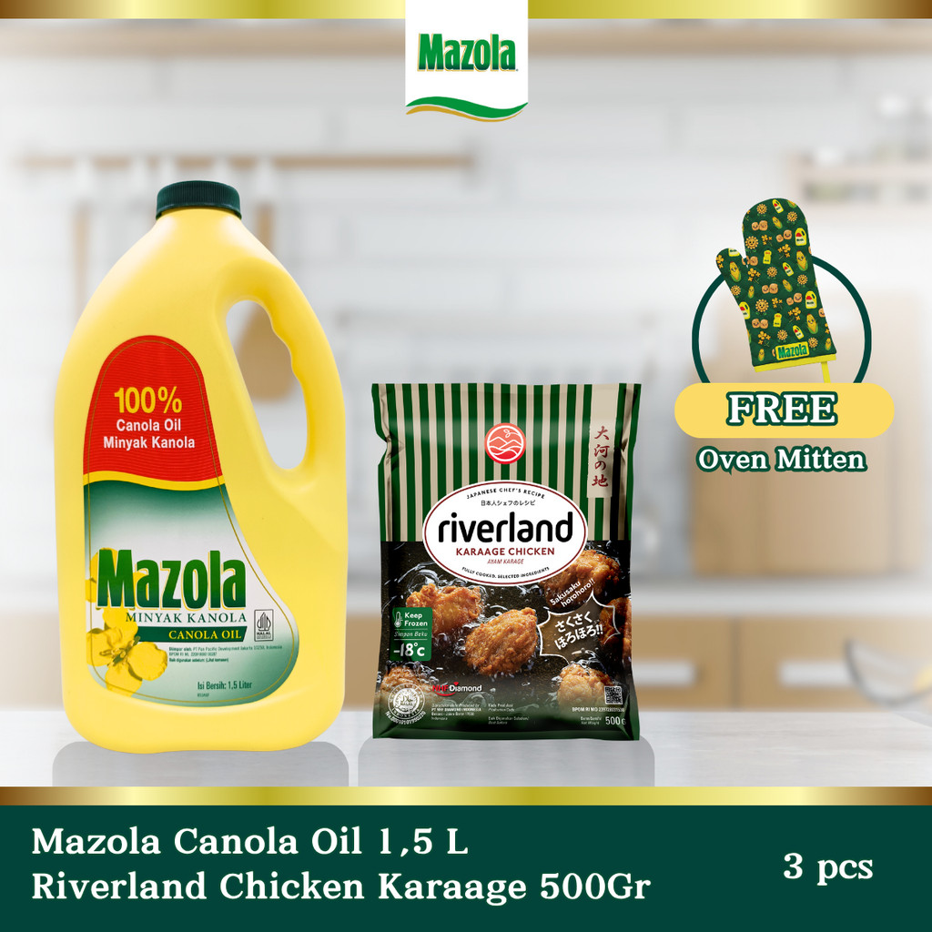 

[Bundle Hemat] Canola Oil 1.5 Lt + Riverland Chicken Karaage 500 gr + Oven Mitten