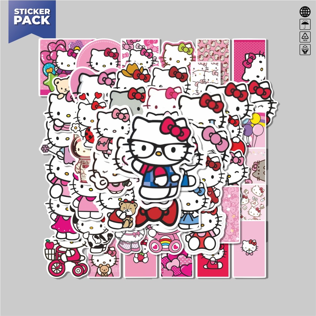 

[100PCS]Stiker Pack Stiker Kartun Hello Kitty Aesthetic Vinyl Anti Air Dekorasi Sticker Laptop Buku Journal Koper Helm Casing HP Gitar Helm Skateboard