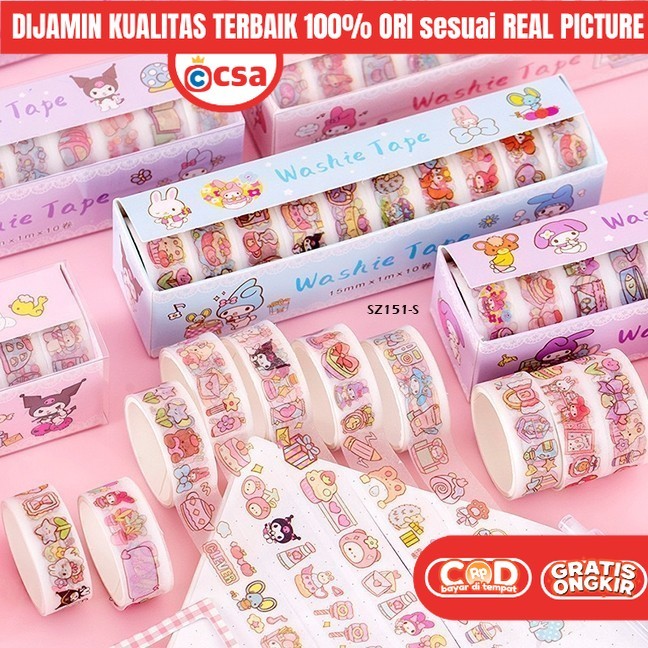 

CSA Mainan Sticker Tape Selotip Roll Kuromi Sanr!o DIY Kreatifitas Anak Perempuan 3 4 5 7 Thn