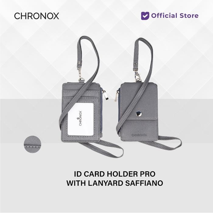 

CHRONOX Lanyard Kulit Pria Wanita Saffiano ID Card Holder - AVERY PRO