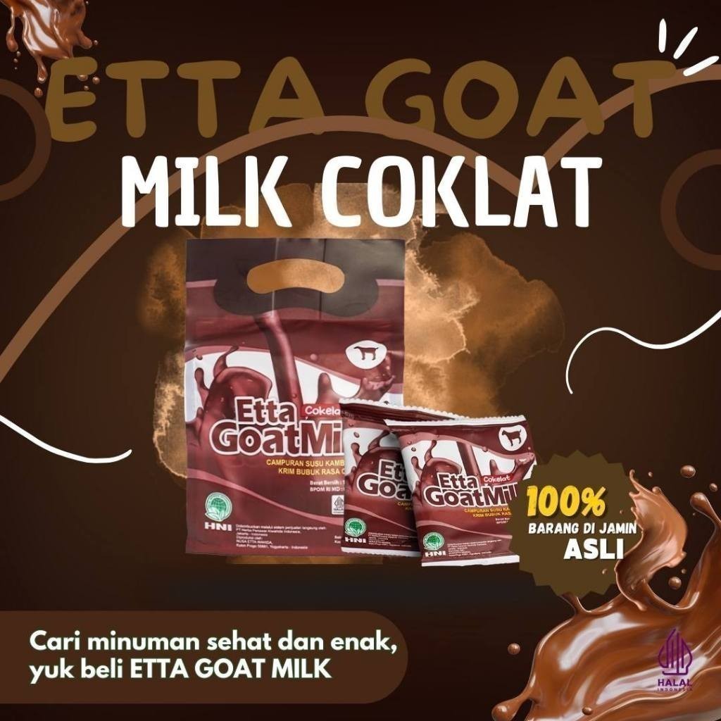 

ETTA GOAT MILK COKELAT 10 SACHET / EGM COKELAT / EGM RASA COKLAT / SUSU KAMBING ETAWA COKELAT HNI HPAI