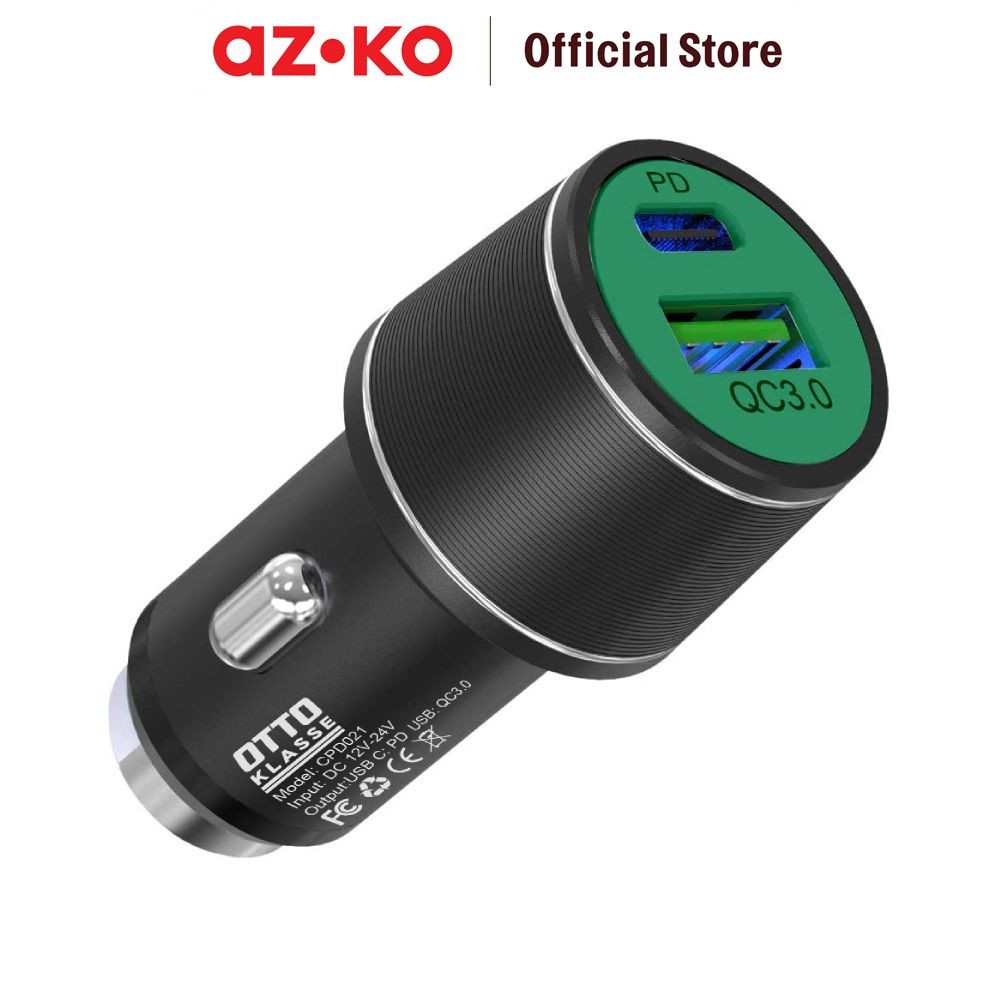 AZKO Otto Klasse Charger Mobil & Kabel Pd+Qc3.0 36 watt Dual Usb Car Charger Adaptor Pengisi Daya Mo