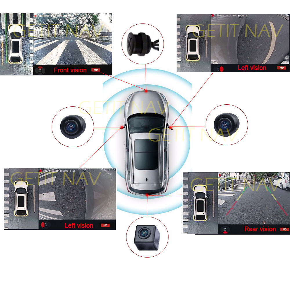 HD 3D 360 degree Car bird eye surround view 4 way camera , for Android radio monitor AHD touch scree