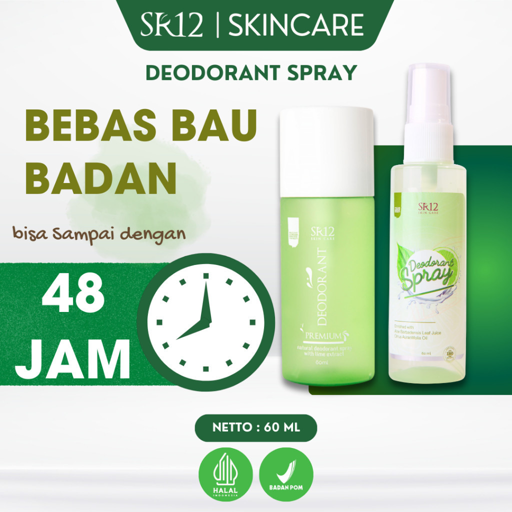 Deodorant Spray SR12 Pemutih Ketiak Tawas Penghilang Bau Badan Deodorant Non Alkohol Aman BPOM S95