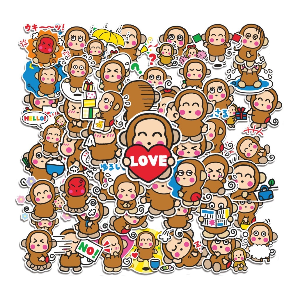 

COD 50 Pcs Stiker Osaru No Monkichi Sanrio Lucu Anti Air Untuk Dekorasi Notebook Sepeda Skateboard Handphone DIY