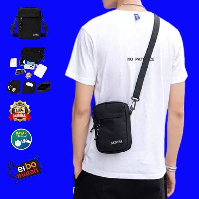 Tas selempang Pria Kecil Simple Keren Distro Terbaru bahan kain Murah 10rb Slingbag Mini Original