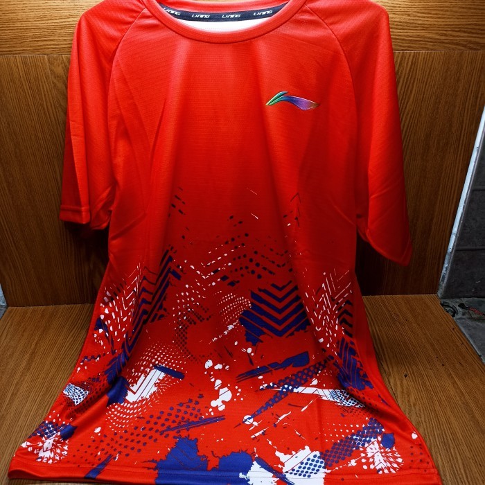 Kaos Badminton LINING ATSU797 (Red) 100% ORIGINAL - Red - XXL