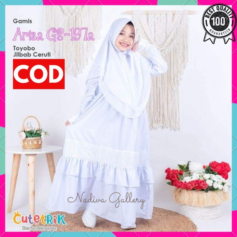 [HOT NEW] (BISA COD) GAMIS ANAK PEREMPUAN PUTIH POLOS ARISA ORI BY CUTETRIK UMUR 5 6 7 8 9 10 11 12 