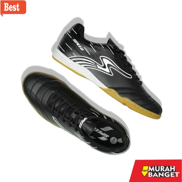 rekomendasi sepatu futsal Speed - Sepatu Futsal AXEL Hitam Putih - Sepatu futsal pria 38-42 - Hitam 