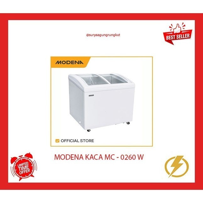 FREEZER BOX MODENA SLIDING KACA 256 LITER 150 WATT MC - 0260 W