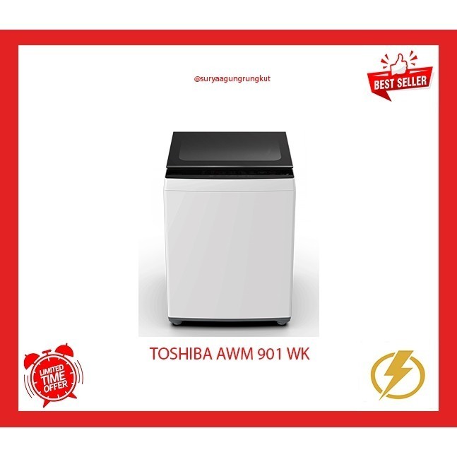 MESIN CUCI TOSHIBA 1 TABUNG 9 KG 400 WATT - AWM 901 WK