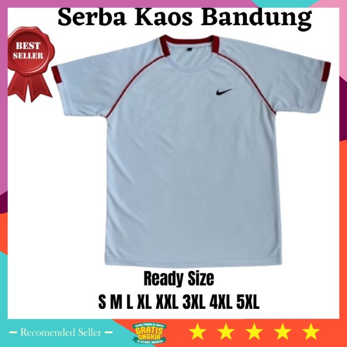 Baju Sport Pria Wanita Murah Kekinian Terlaris / Jersey Baju Kaos Olahraga Jumbo Big Size Putih Dryf