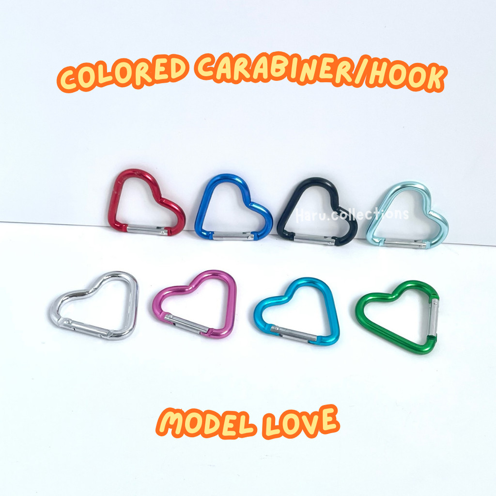 [HARU] Colored Carabiner/Hook Model Love Gantungan Kunci Kait Tas Bentuk Love Keychain