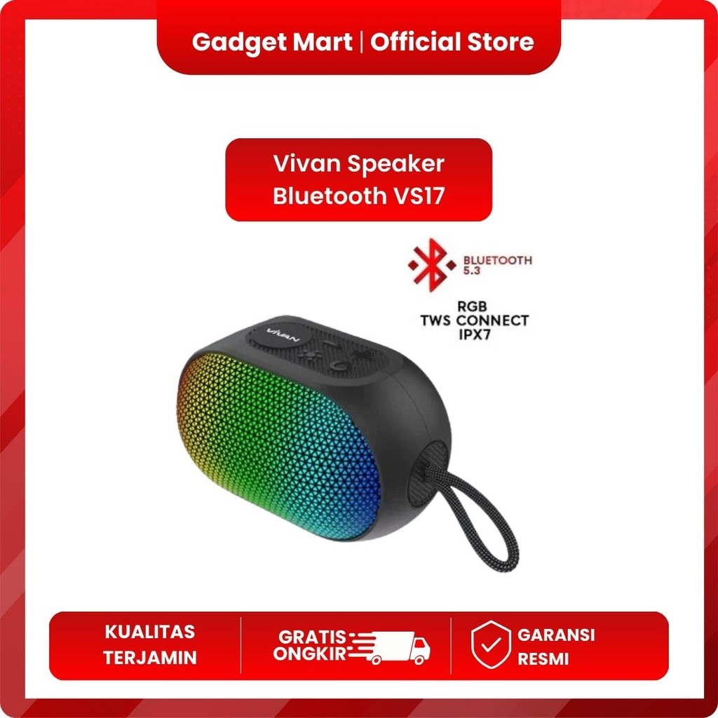 Vivan Speaker Bluetooth VS17 Bluetooth 5.3 RGB Light Black