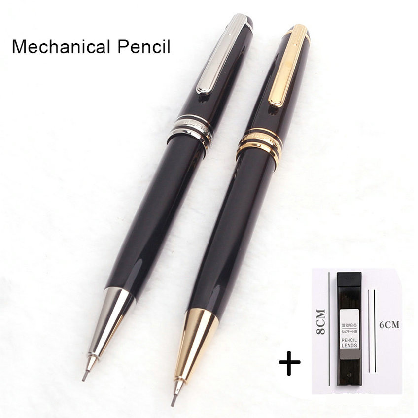 

New MB Mechanical Pencil 163 high quality black resin silver gold clip writing pencils with series number and a set refill 0.5mm
