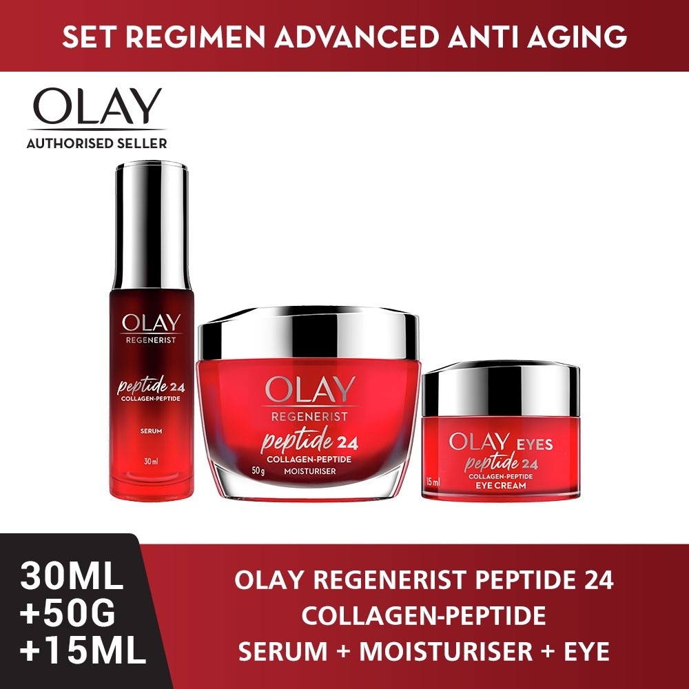 [Lebih Hemat] Olay Anti Aging Set Paket Skincare Lengkap Collagen 24 - Krim Wajah, Serum Wajah, Krim