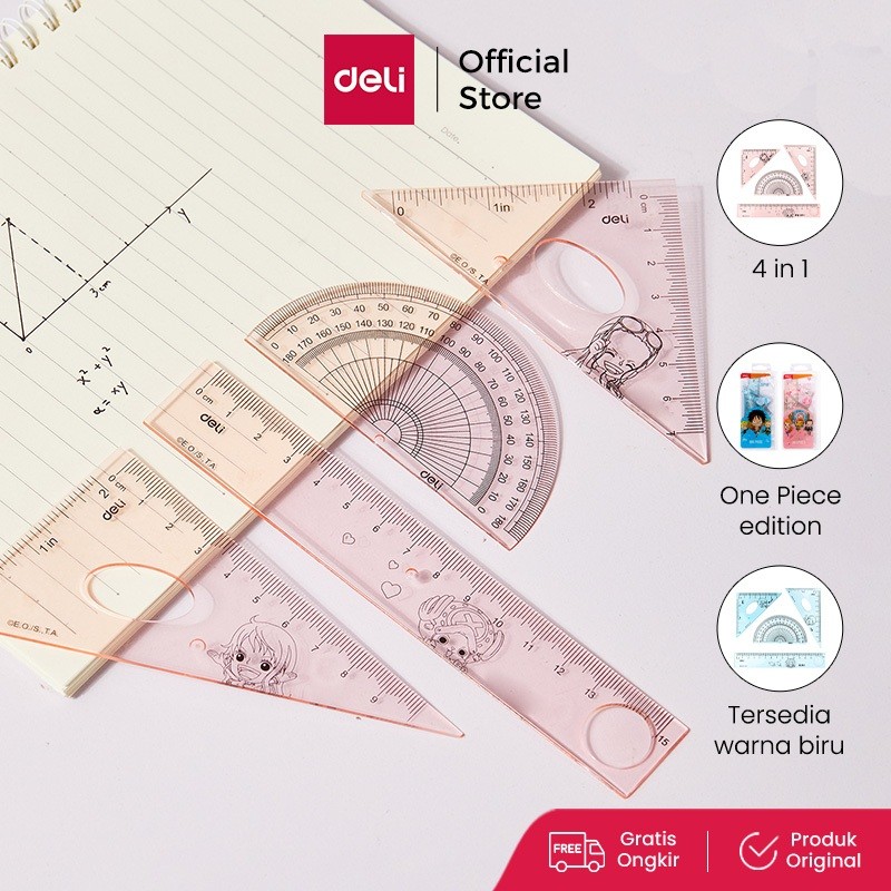 

Deli One Piece School Ruler Set / Set Penggaris Sekolah 4 in 1 Gambar One Piece Pouch Plastik EH17