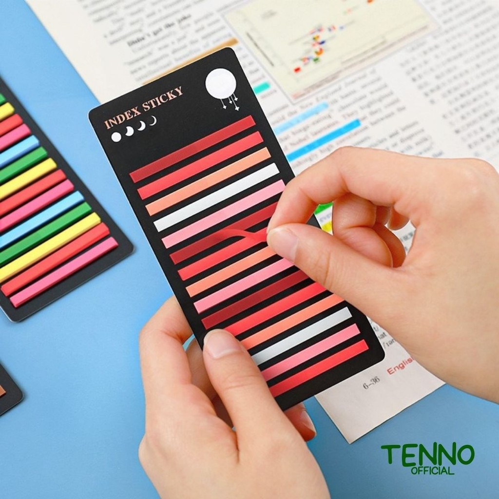 

TENNO Sticky Notes Strip Index Mark Highlighter Set 15 List Warna Stick Note Catatan Kertas Tempel