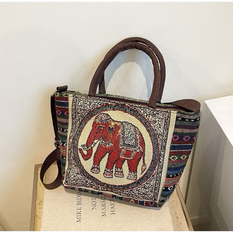 TAS THAILAND ORIGINAL IMPORT TKF 264 / gajh thailand bangkok TAS SELEMPANG TENTENG WANITA KANVAS PRE