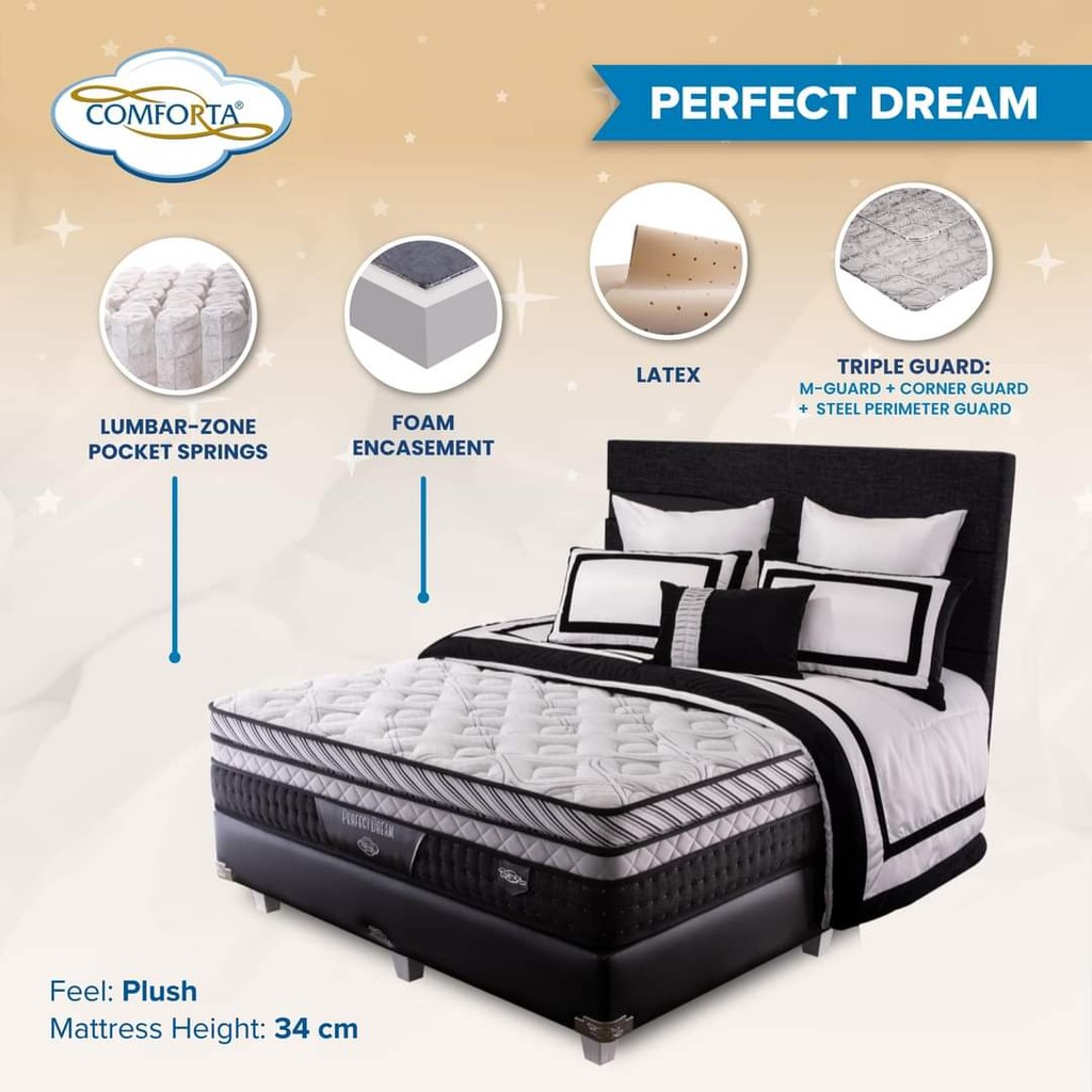 Comforta Perfect Dream Spring Bed Full Set & Kasur Matras Tebal 34 cm