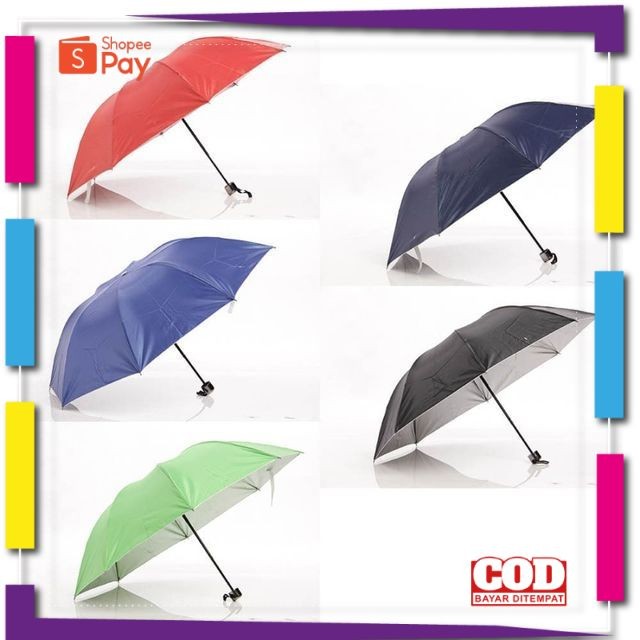[PREMIUM ORIGINAL] SILVER PAYUNG / PAYUNG SILVER WARNA / PAYUNG LIPAT POLOS / PAYUNG LIPAT 2 WARNA /