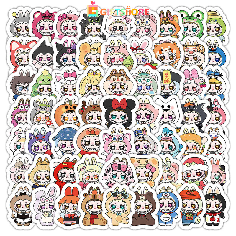 

CODStiker Lucu Kartun Stiker Labubu Cross Dressing Kreatif Stiker Scrapbook Buku Catatan-GS