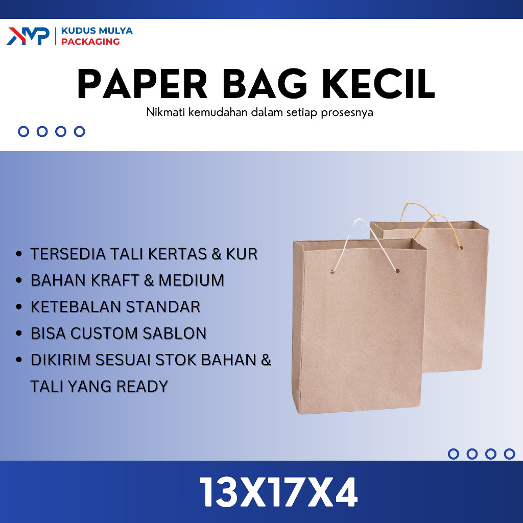 

[ECER PAPER BAG POLOS KECIL/ PAPERBAG POLOS 13 X 17 X 4 / TAS KERTAS PERNIKAHAN KADO /