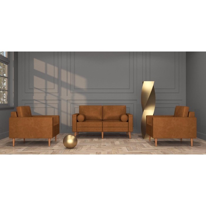 Mavis Single Seater Sofa Set + Ottoman - Candy Brown / Kursi Sofa Unik