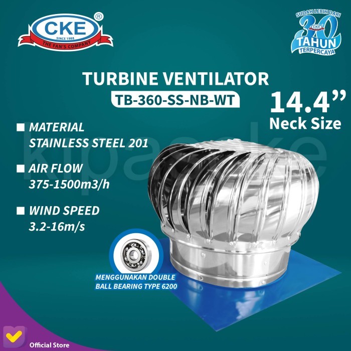 Turbin Ventilator 14 Inch Turbine Roof Ventilasi Atap Rumah Pabrik 14"