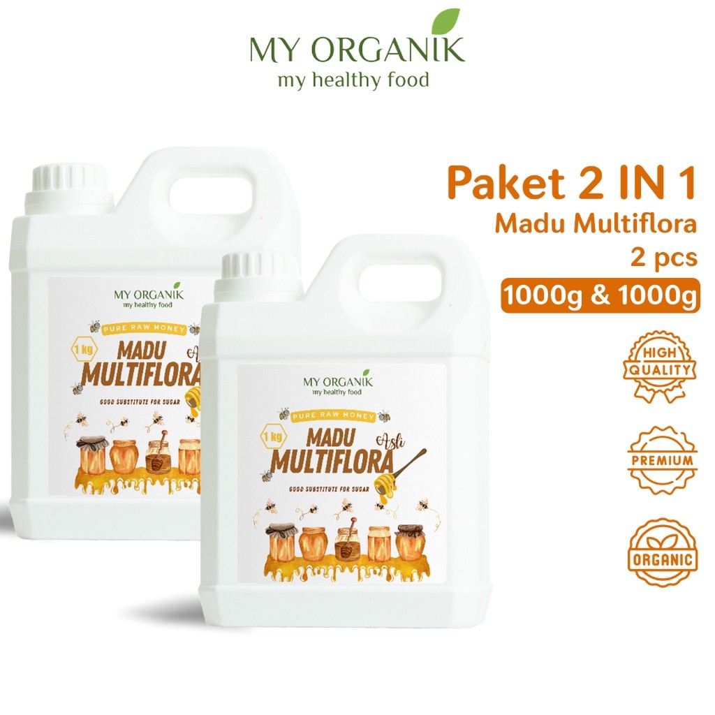 

My Organik paket 2 in 1 Madu Multiflora 1000gr Premium Raw Honey Asli