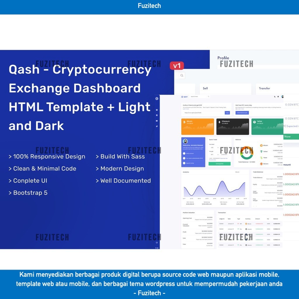 WEB TEMPLATE QASH - CRYPTOCURRENCY EXCHANGE HTML DASHBOARD D2241 FUZITECH