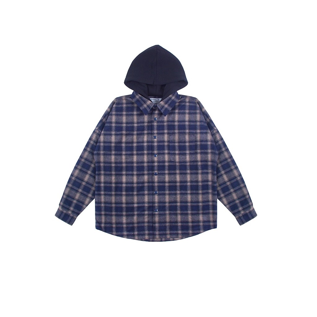 3Second Truman Hooded Plaid Overshirt Oversized Fit 040923