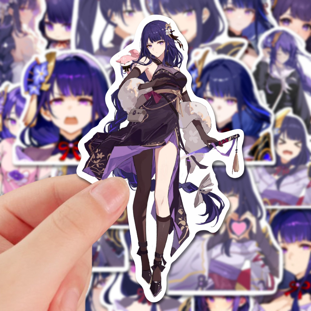 

48pcs Anime Genshin Impact Raiden Shogun DIY Decoration Waterproof Cup Sticker Cell Phone Tablet Stickers