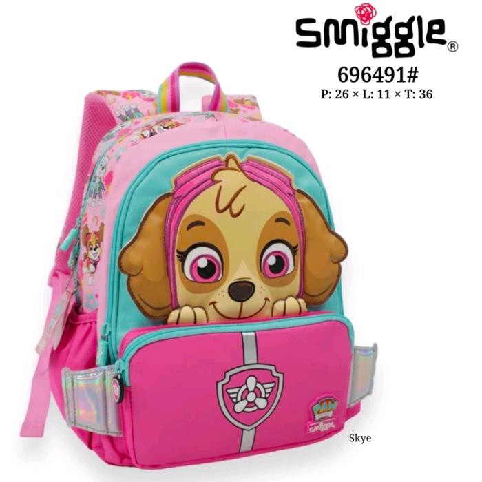 

READY smiggle paw patrol skye backpack, botol, dompet, Pencil Case, Bento - skye medium bp