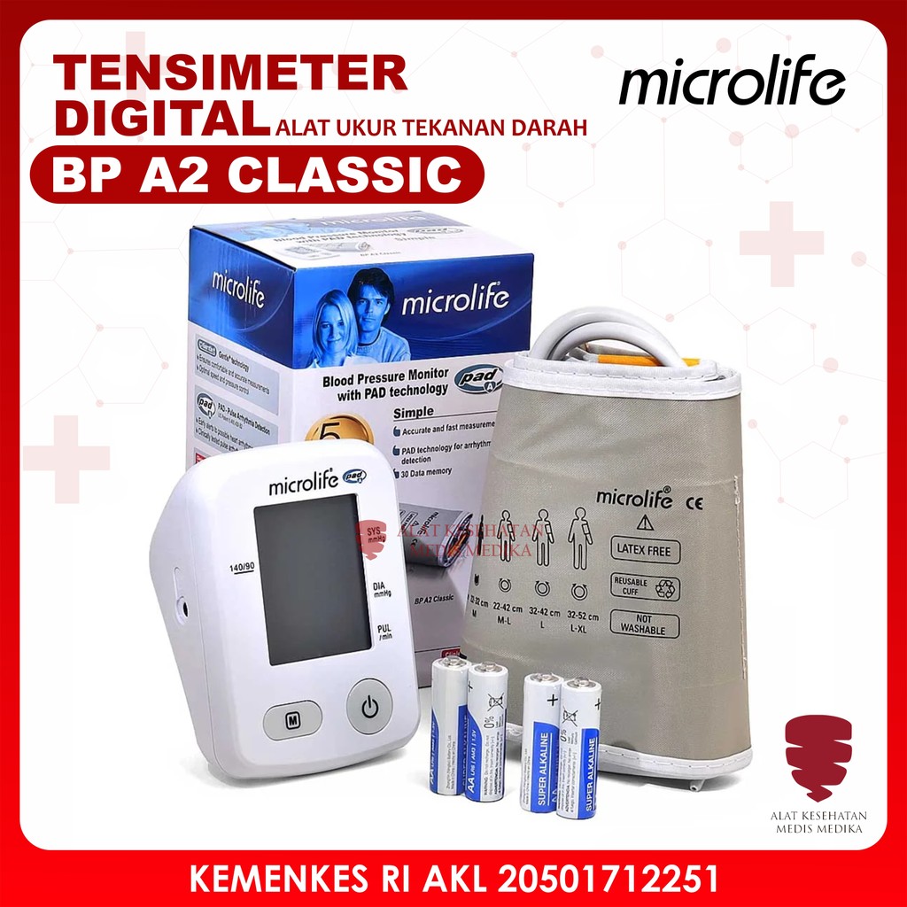 Tensimeter Digital Microlife BP A2 Classic Alat Ukur Cek Tekanan Darah Tensi Meter
