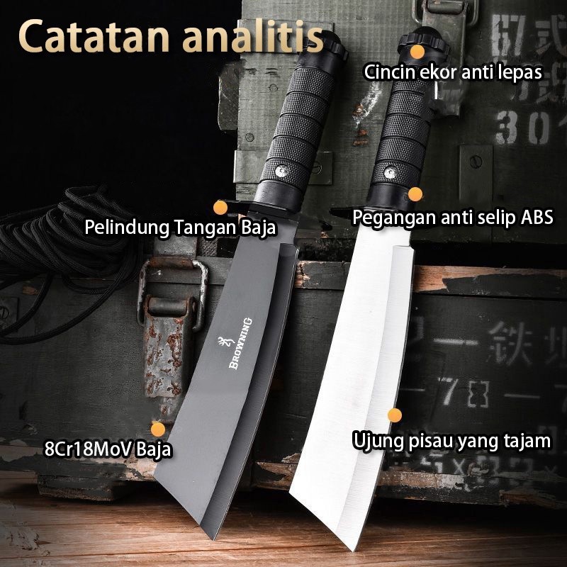Browning Pisau Gunung Pisau Rambo Pisau Hunting Pisau Camping Pisau Survival with Sarung Pisau Luar 