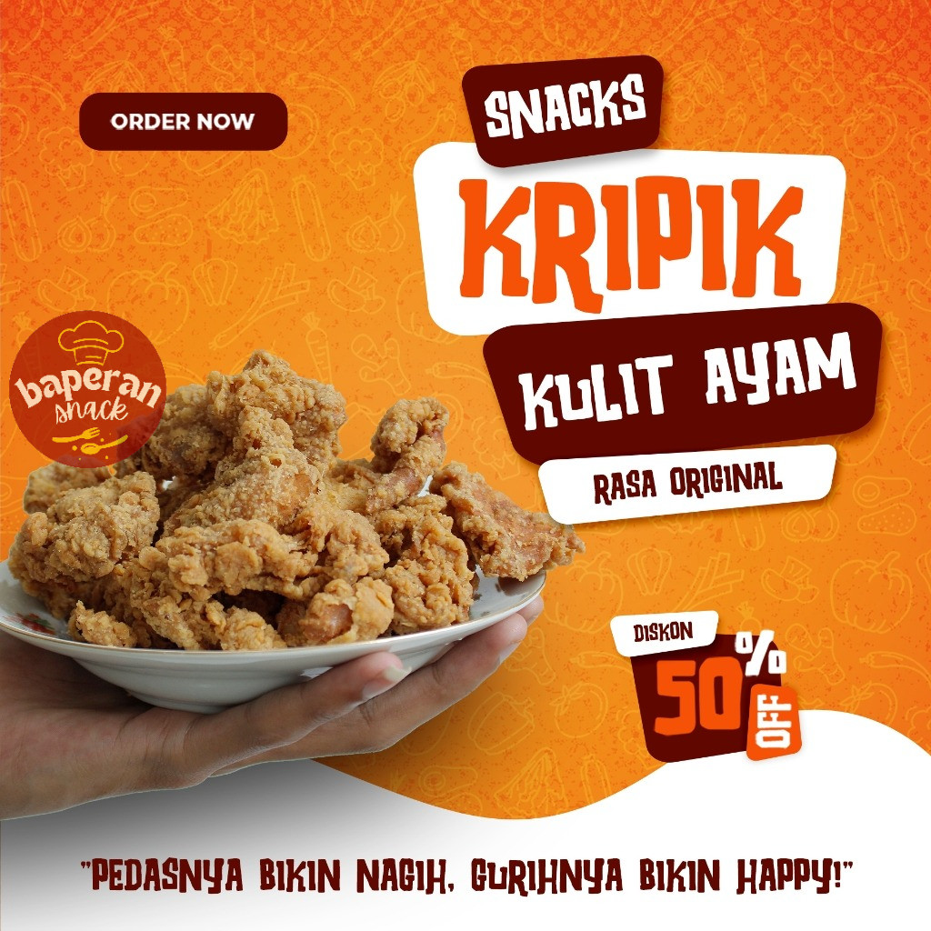 

Kulit Ayam Crispy 1KG - 250G Original Gurih dan Pedas Daun Jeruk