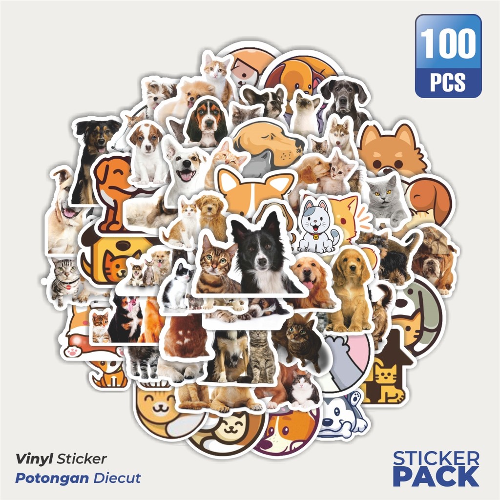 

Stiker Vinyl Stiker Hewan Cat & Dog [Kucing & Anjing] Waterproof Aesthetic- Untuk Laptop, Motor, dan Helm - Paper Stationery Pack