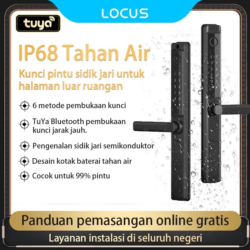 Locus S4 Waterproof Smart Door Lock, Kunci Pintu Geser, Kaca, Kunci Pintu Digital Sidik Jari, Blueto