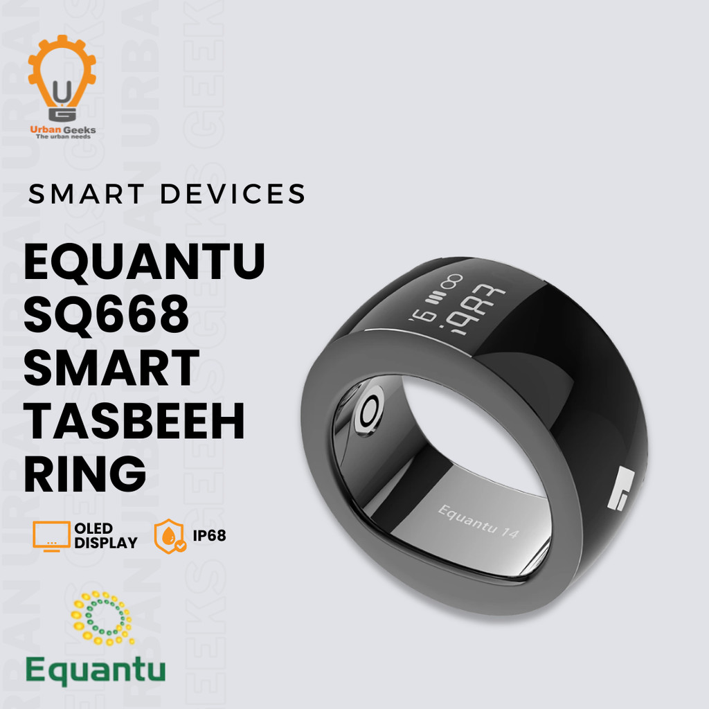 Cincin Dzikir Digital Equantu SQ668 – Smart Tasbih Ring Stainless Steel, LCD Display, Alarm Getar