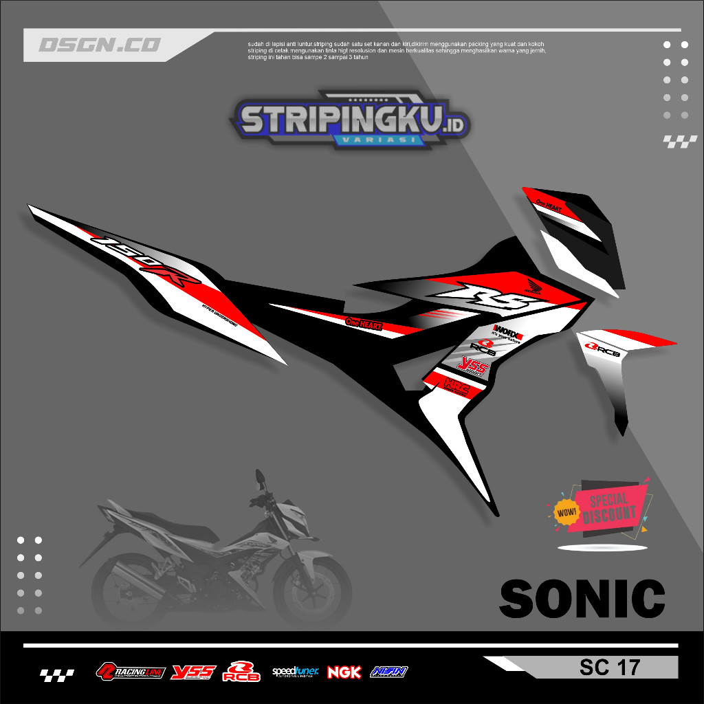Striping Variasi Honda Sonic 150R / Sticker Honda Sonic variasi motif simple keren kode 17