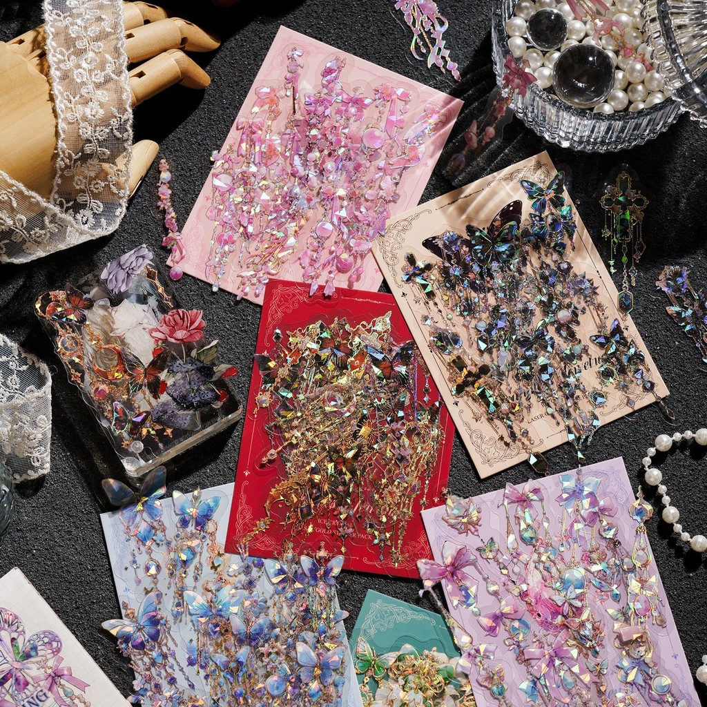 

20Pcs Unbounded Gem Series Foil Waterproof Stickers Pack Retro Handbook Scrapbooking Label Diy Diary Phone Journal Planner