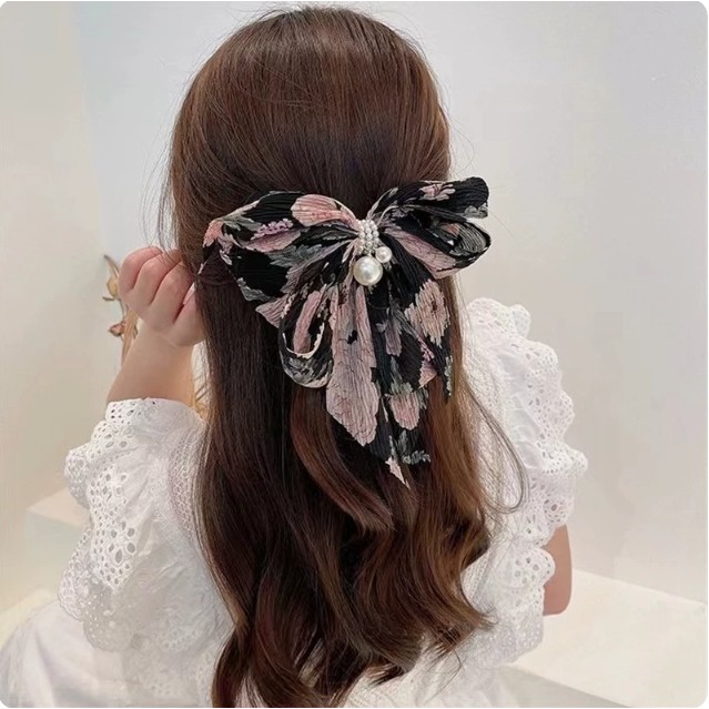 Large bow hair clip back hair clip net red spring clip